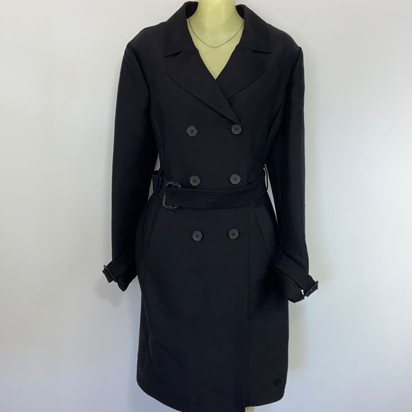 BCBGMaxAzria Jackets & Blazers - BCBG  MAXAZRIA Coat Midnight Black Belted Vintage Y2K Trench Excellent Sz Lg